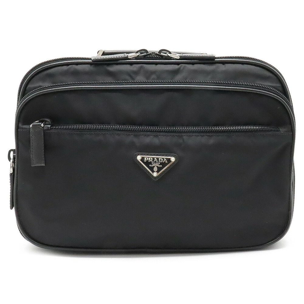 Prada Vanity Bag Handbag Travel Leather NERO Black